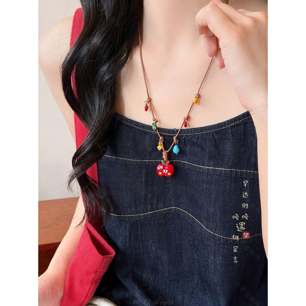 Summer Niche Handmade Color Dopamine Beaded Children's Fun Necklace Creative Cute Versatile Sweet Collarbone Chain