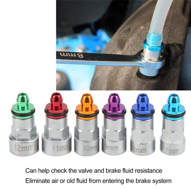 A02Q-Universal Brake Bleeder Spanner 1 Drain Hose Brake Bleeder Wrench Kit 6 Adapters Metal Sturdy For Car For Light Truck