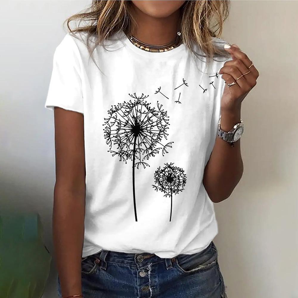 Summer Women's Short-sleeved Dandelion Youth High Cost Leisure Everything Vitality Color Choice