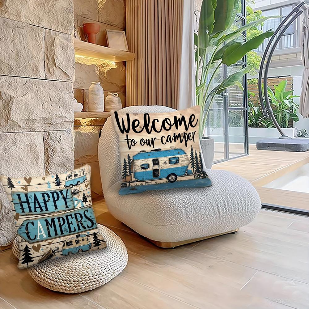 Campers' Paradise: Unique Decorative Pillow Covers with RV and Nature Designs Sofa Cushion Cover Home Room Decoration