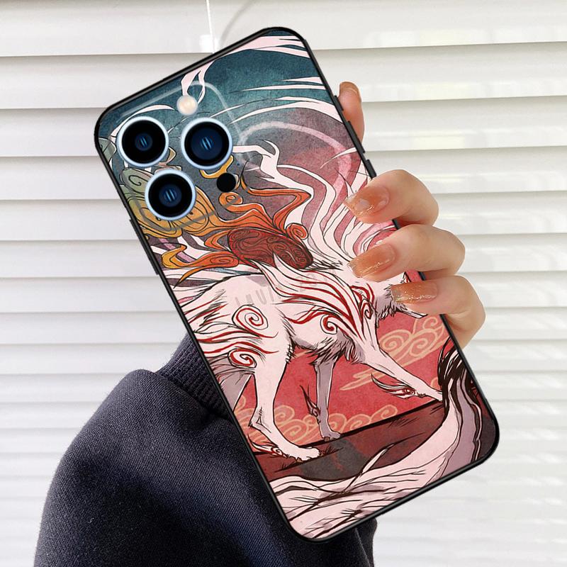 Japanese Style Anime Fox Phone Case For iPhone 16 15 14 13 11 12 17 Pro Max Mini 15 16 Plus 16e 17 Air Cover Fundas