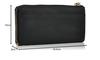 Jill Stuart Compact Slim Wallet with L-Shaped Zipper, Cowhide Leather, and Glitter (Includes Original Charm), Black, JSLW3AT1