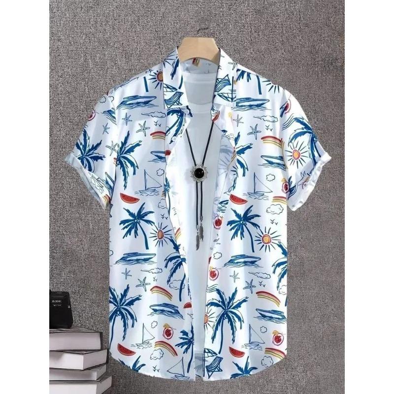 Camicia Hawaiana Tropicale da Uomo Vestibilità Larga Traspirante Abbigliamento Casual da Spiaggia