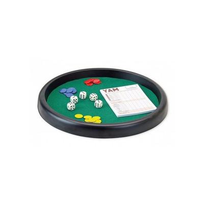 Round Track 31 Cm Green and Accessories Multi Games (bloc Yam, 21 Tokens, 5 Dice) - Board Game Plateau 421 -