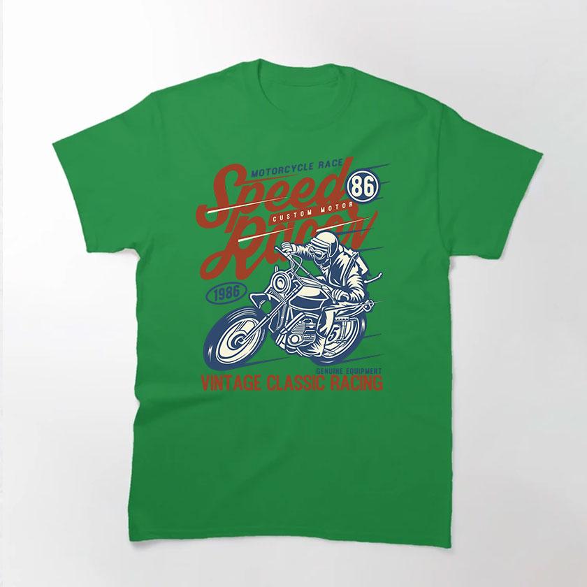 Speed Racer Vintage Classic Motorcycle Racing Genuine Equipment Motor Bike Printed T Shirt 100% Cotton  Plus Size Men's Clothing