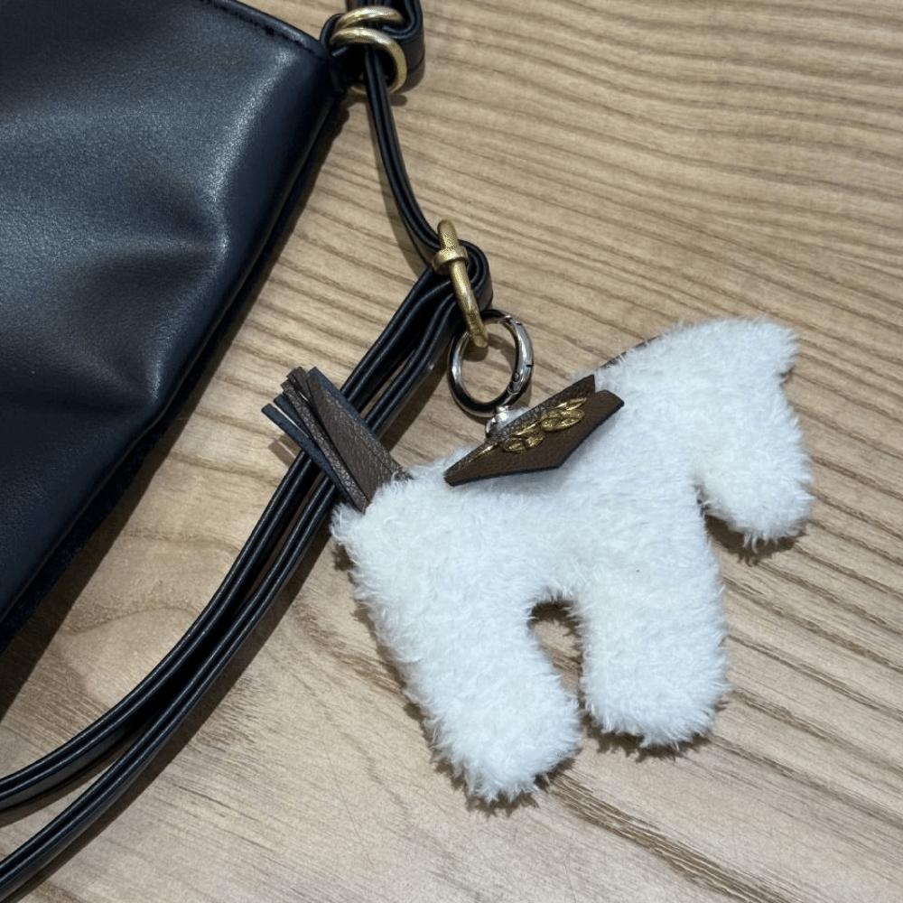 Cute Cloth Pony Pendant Pu Leather Horse Year Key Ring Cartoon Plush Horse Keychain  Hanging