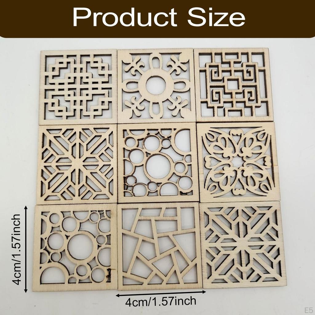 Unfinished Wood Cutouts Floral and Geometric Wooden Pieces for Hanging Decorations