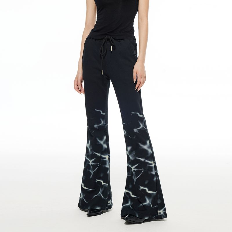 Print Elastic Waist Casual Black Y2g Sexy Sweatpants