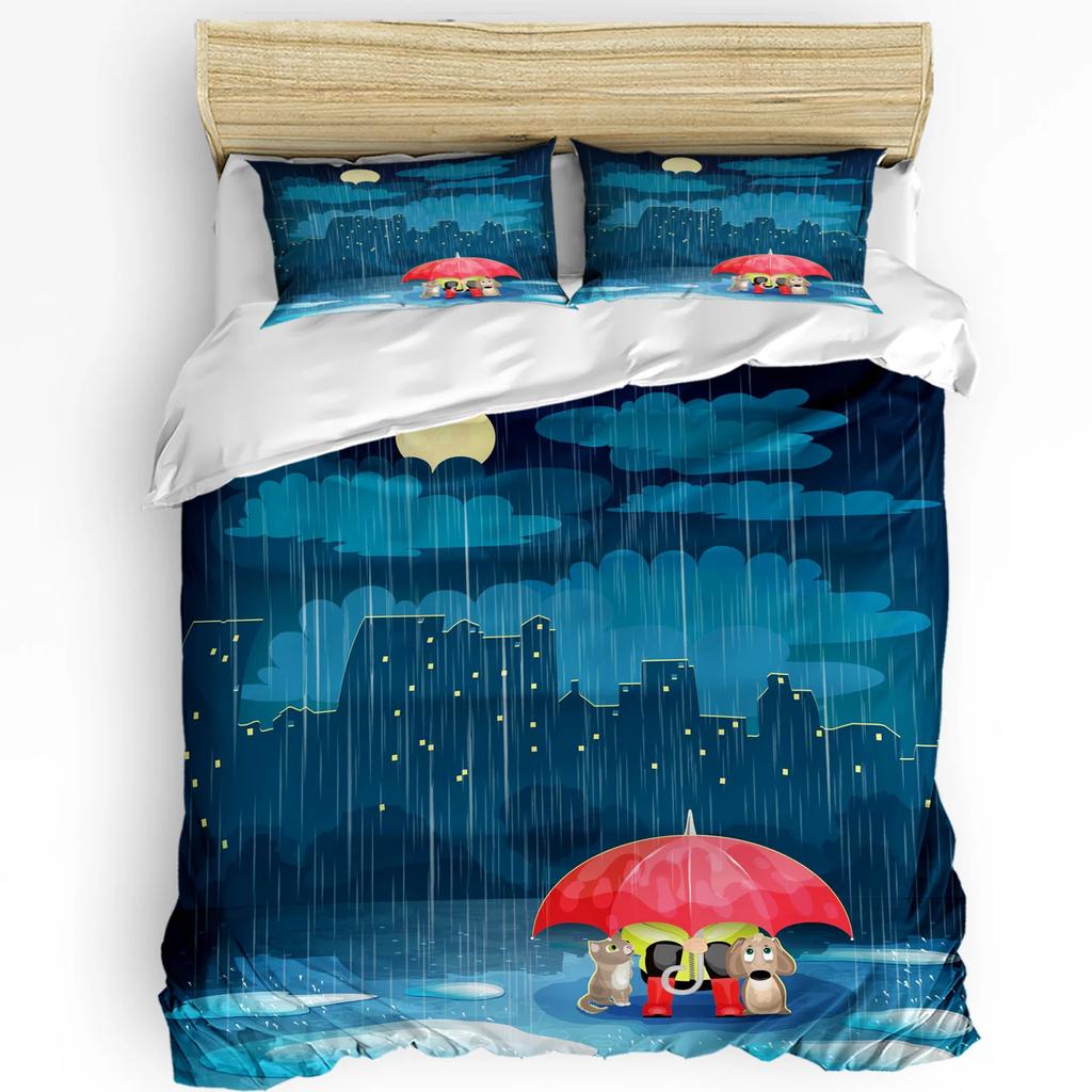 Cartoon Animal Lion Elephant Giraffe Duvet Cover 3Pcs Bedding Collection Home Textile Quilt Cover Pillowcases Room Bedding Collection No Linen