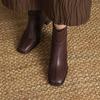 Krazing Pot Sheepskin Autumn Winter Shoes Thick Heels Size 42 Square Toe Zipper Knitwear Vintage Ankle Boots