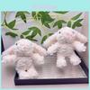 Fluffy Bunny Plush Keychain Soft Material Perfect For Gifts And Decorations