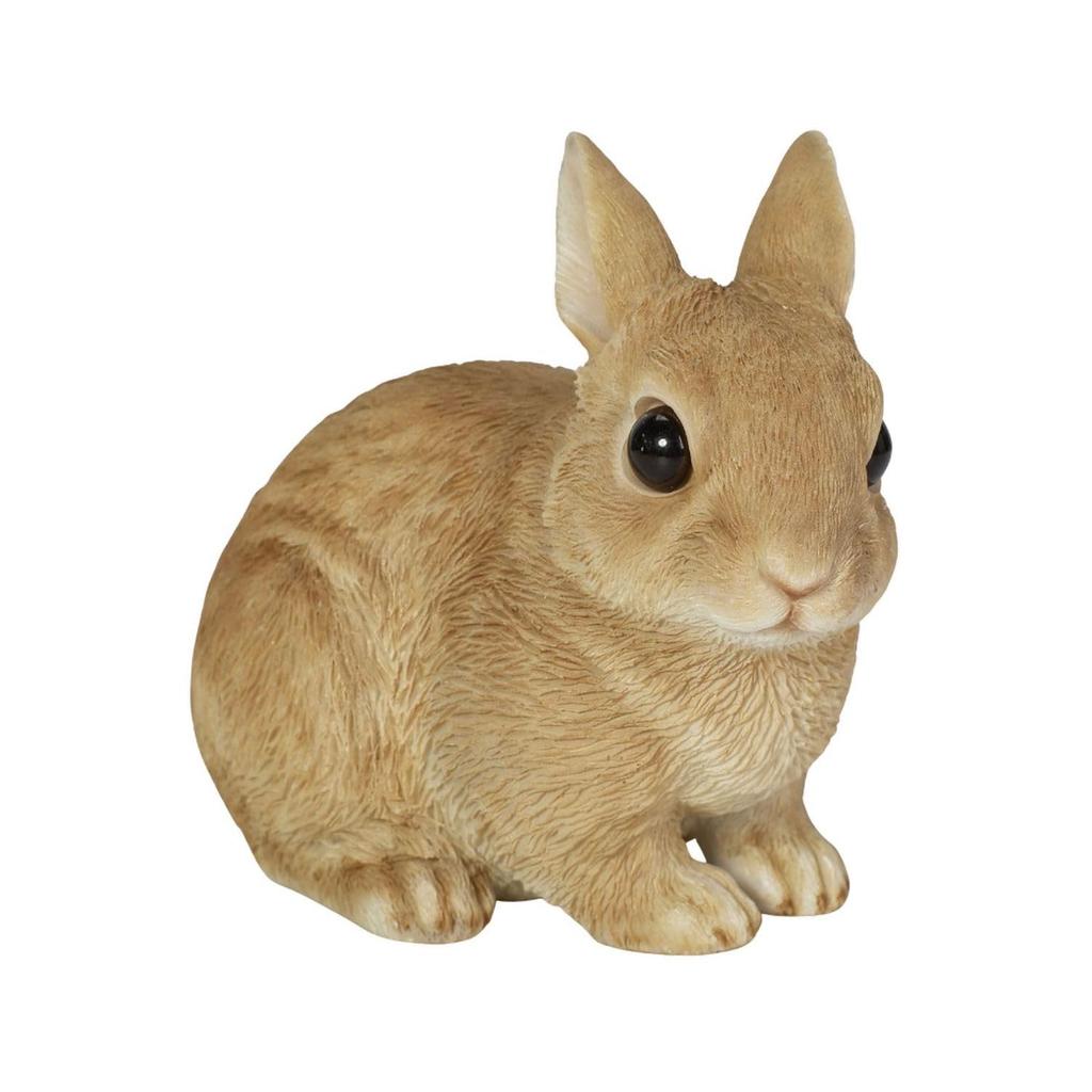 Woobia Crouching Beige and White Rabbit 12 X 7.8 X 10 Cm Doll Figurine Ornament Animal Garden Decoration Rabbit H12312-3