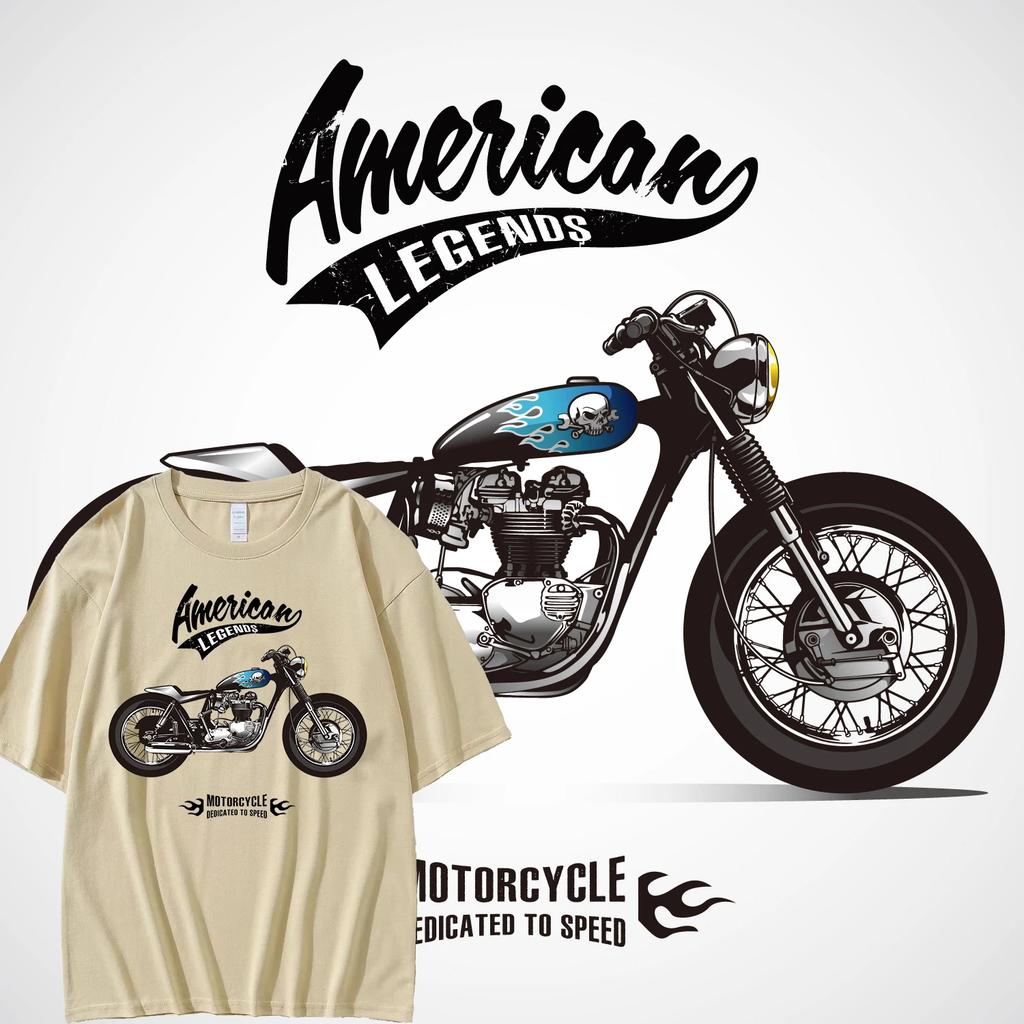 Men's T-shirt motorcycle printed T-shirt hip-hop street top streetwear vintage t shirt cotton Retro Motorcycle Plus size T-shirt