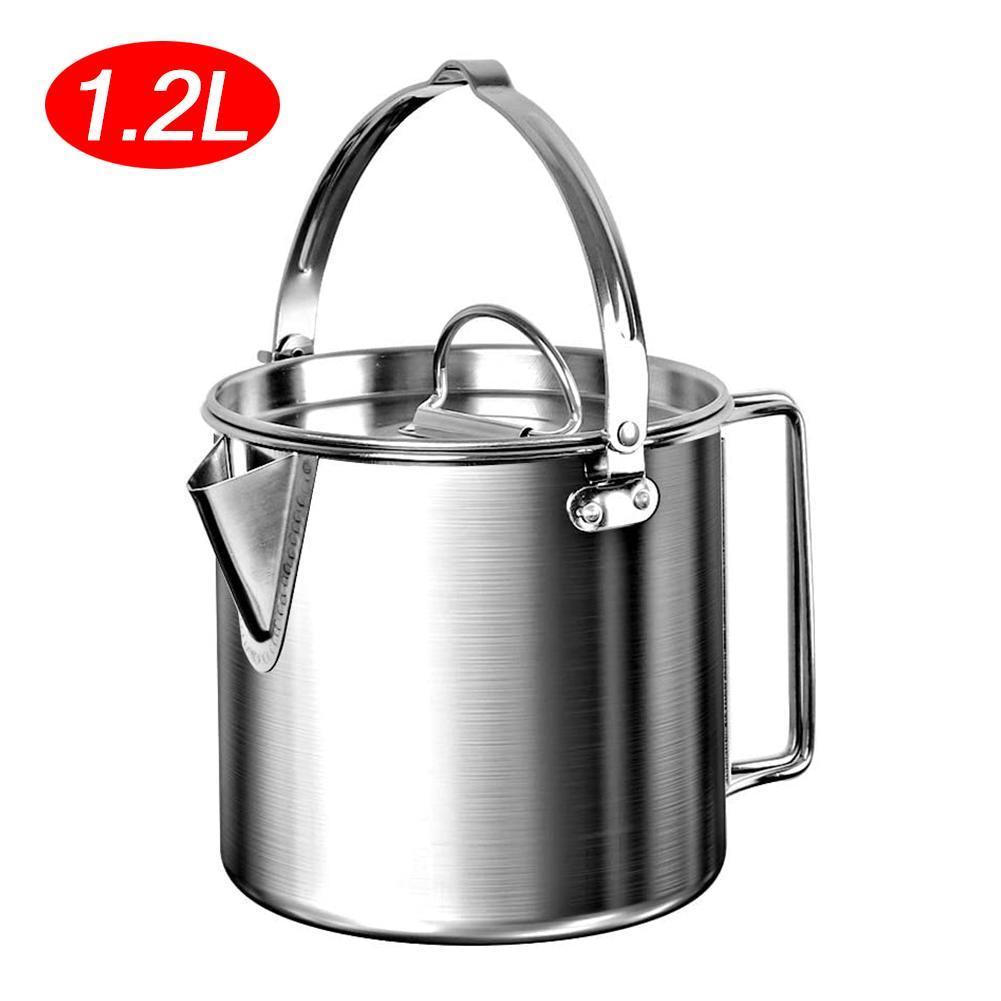 Outdoor Stove Kettle Steel Kettle Double Handle Stove Camping Pot Tankle Picnic Water Tea For H U3I0