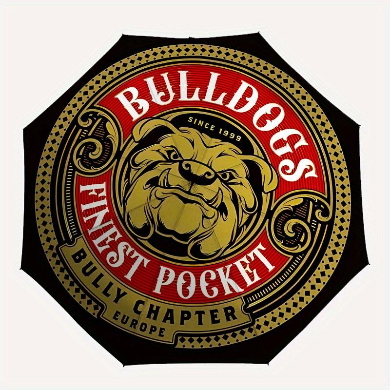 BULLDOGS, Pocket Automatic Folding Umbrella 8 Ribs, Durable Iron Frame, Bright Color Pattern Compact Travel Umbrella, Suitable for Outdoor,