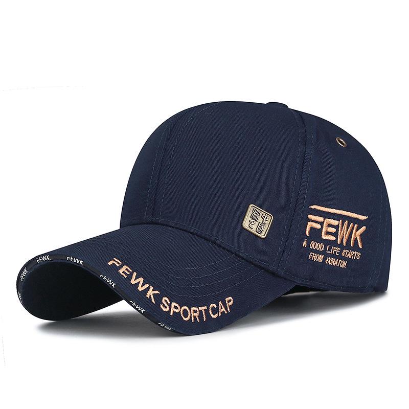 

FEWK Copper Emblem Embroidered Baseball Cap for Men & Women - Spring & Autumn Style with Hard Brim & Metal Eyelets Adjustable темно-синього кольору