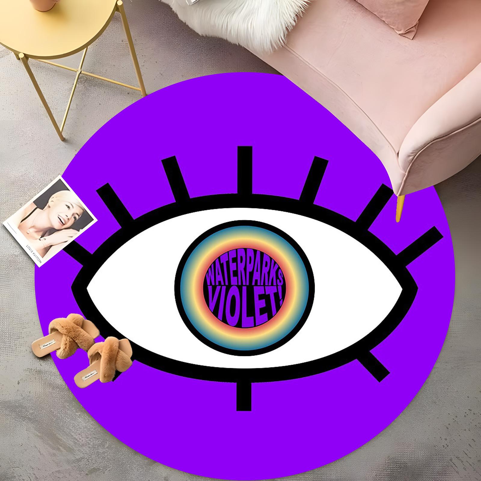 

Eye Design Round Rug, Psychedelic Purple Carpet with Rainbow Halo,Modern Bohemian Home Decor, Artistic Floor Mat for Living Room 60cm