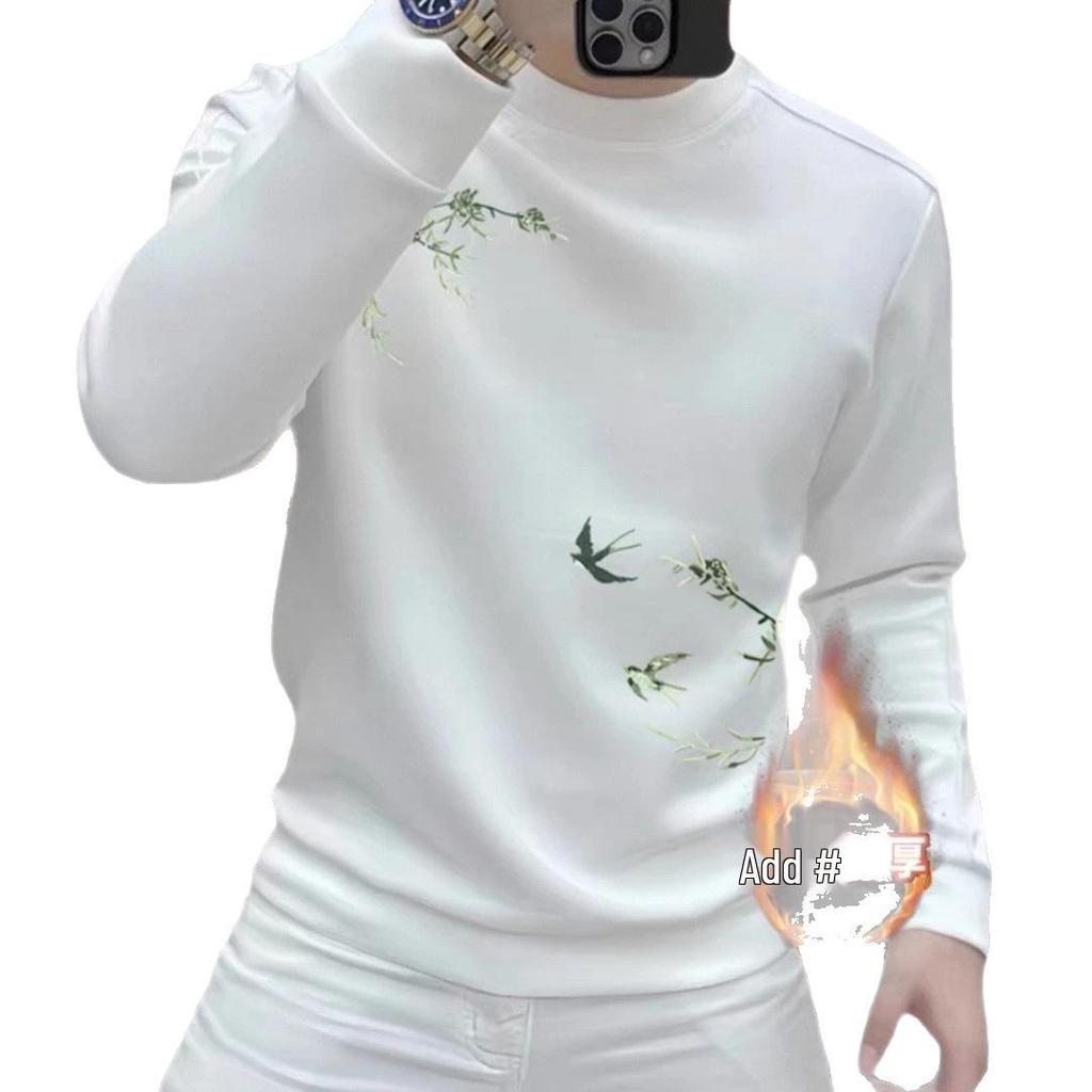 Men's Autumn/Winter Retro Print Chinese Style Crew Neck Hoodie - Trendy, Fashionable, High Quality, Long Sleeve Top