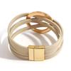 Bohemian Style Leather Bracelets Adjustable Wrap Closure Leather Surface Multilayer Wrap Bracelet Hollow Circle Bracelet