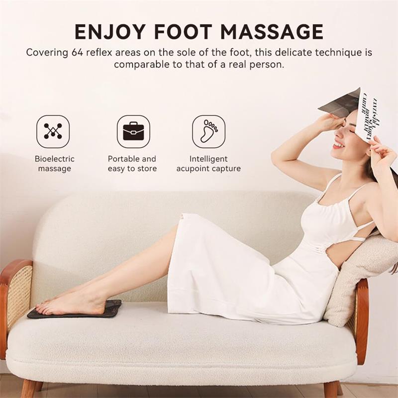 EMS Fußmassagegerät Faltbar Intelligente Massage mit 8 Modi und 19 Einstellbaren Frequenzen mit Massage-Patch und Fernbedienung