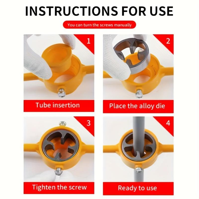 Set di 6 filiere per tubi dell'acqua in metallo, tagliatubi manuale, filettatore per tubi in plastica