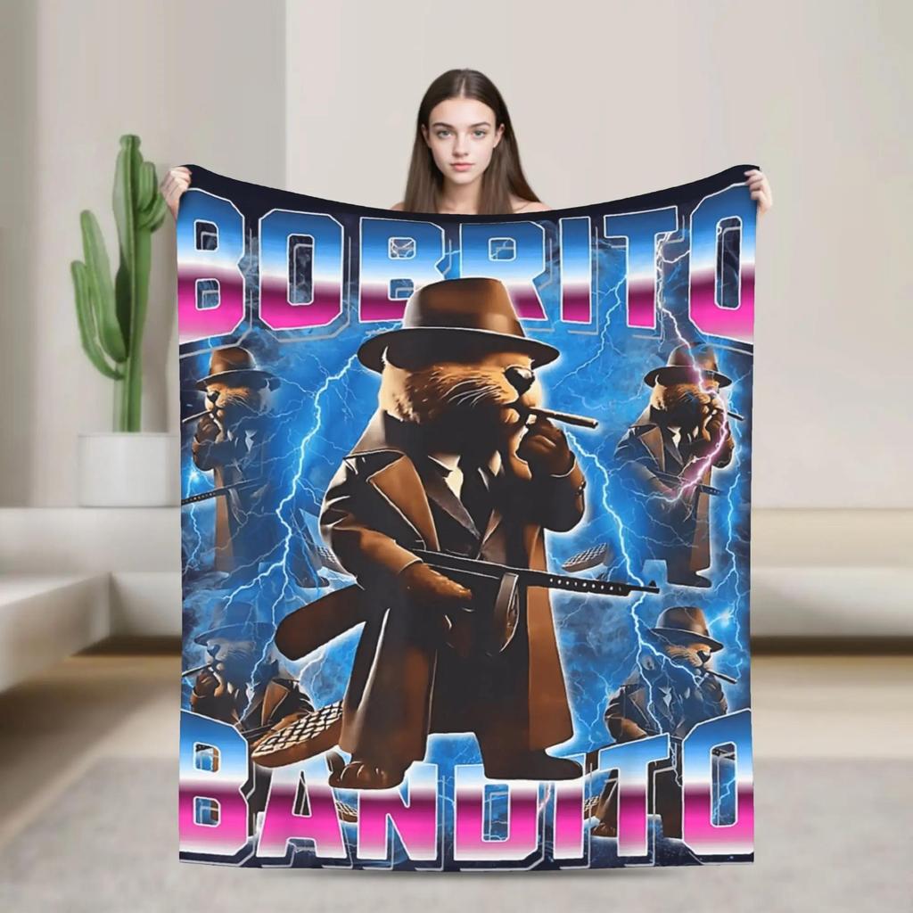 Italian Brainrot Cappuccino Assassino Cool Design Plush Flannel Throw Blanket for Living Room Soft Bedspread for Boys and Girls