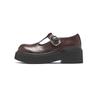 Augustine loafers women's 2025 new summer platform brown retro British style small leather shoes Doudou single shoes