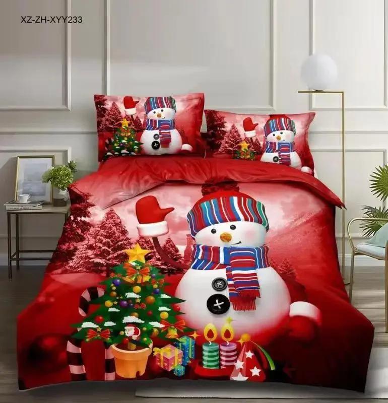 House de couete 3d Beding Set Adult People Single Litle Snowman Bedsets Soft Duvet Cover Winter Super Soft Carton Duvet Set Pilowcases