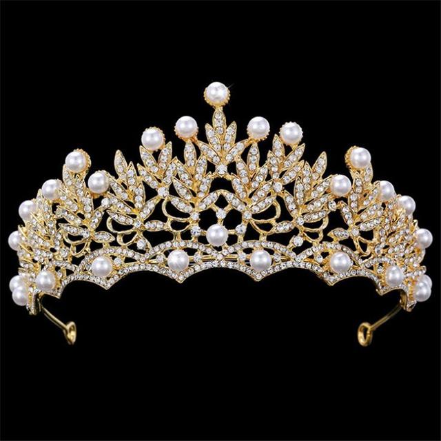

Качественные жемчуга, листья, корона, повязка на голову, принцесса, диадема, пышный головной убор невесты, свадебные украшения для волос
