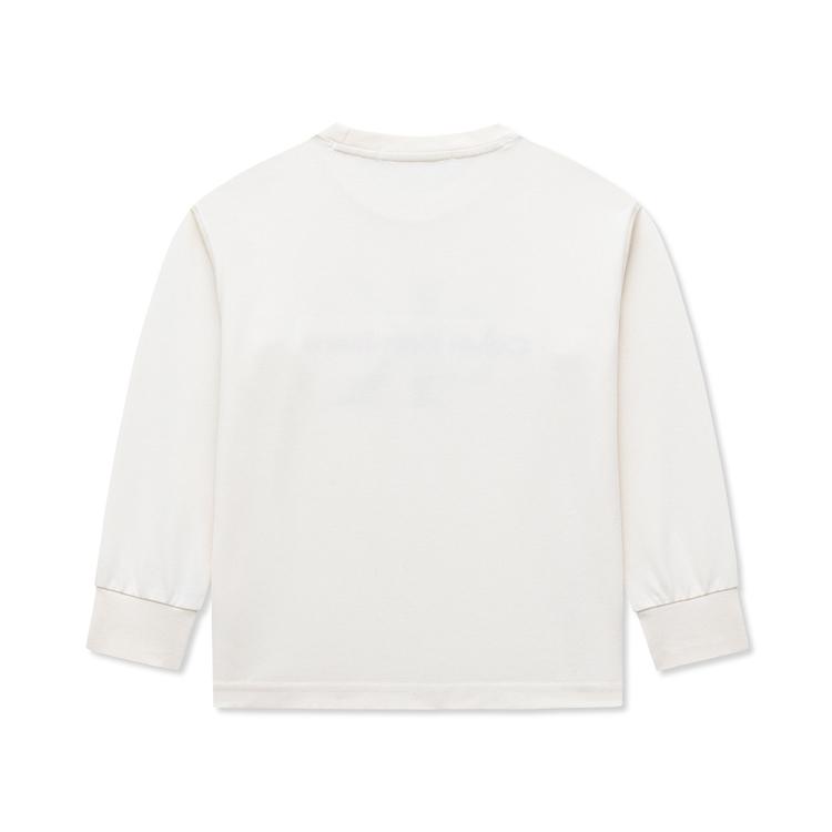 Calvin Klein Classic Logo Comfortable Long Sleeve T-Shirt Kids Tops Ivory CK2332007GS-001