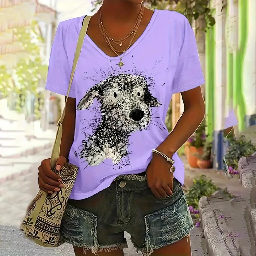 Dámské tričko Ležérní Krátký rukáv Trička se zvířecím potiskem Letní móda Streetwear Pulovr s výstřihem Dámské oversized oblečení