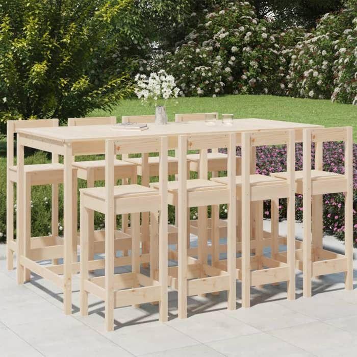 VidaXL 9-piece Garden Bar Set Solid Pine Wood, Bar Set, Furniture Set, Outdoor Bar Set, 3154770