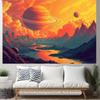 2D Sci-Fi Landscape Backdrop Mountain River with Planets and Dramatic Clouds Party Photo Background