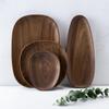 Platos irregulares de madera natural, bandeja de madera de nogal negro, plato para pasteles, aperitivos, bandeja para servir postres, utensilios de madera, vajilla, regalos