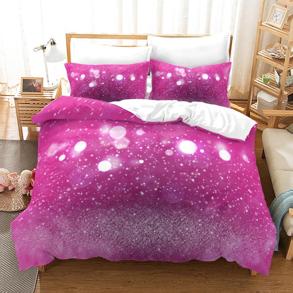 Gradient Duvet Cover Set Microfiber Rainbow Striped Glitter Sequins Quilt Cover Double Queen King Size 2/3pcs Comforter Cover