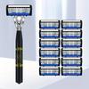 Classic 6-layer Manual Razor Set, 1 Handle With 12/18 RefillsStainless Steel Manual Shave Razors For Daily Face Care