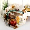 Frog and Flowers pattern, automatic folding umbrella, portable and foldable design, 8 ribs, a Christmas or birthday gift.