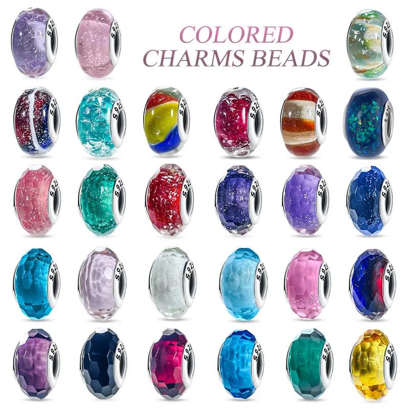 Brand New Copper Metal Colored Shiny Murano Glass Bead Components Round Charm Bead Components Compatible With Authentic Original Bracelet High