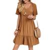European & American Women's Summer Dress - Loose, Casual, Short Sleeve, Waist-Tie, Flowy Design for 2025