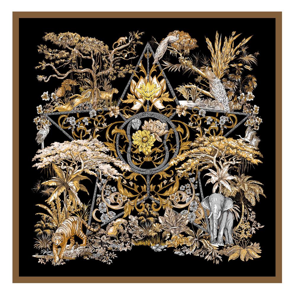 

POBING Silk Scarf Women Large Shawls Foreast Tiger Print Stoles Square Bandana Luxury Kerchief Hijab Scarf Female Foulards 130CM 130CM x 130CM