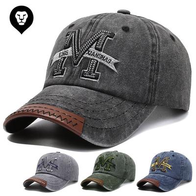 Spring and Autumn Retro Peaked Cap Men and Women Outdoor Sun Hat Washed Denim Old Letter M Embroidered Baseball Cap
