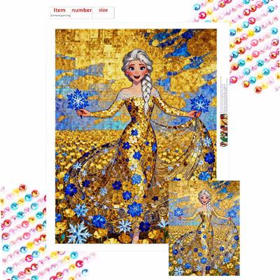 Diamond Painting Full Drill Mosaic Art Elsa Golden Gown Snowflake Handmade Diy Home Decoration Gift