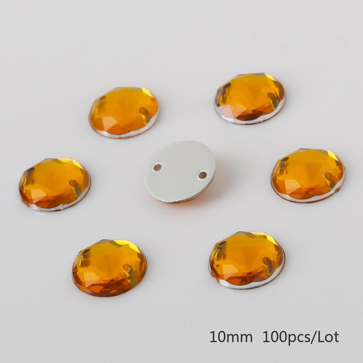 

8/10/12 мм круглі акрилові кульки зі стразами, пришиті до стразових кристалів, для прикраси альбому для рукоділля своїми руками 10mm 100pcs жовтий
