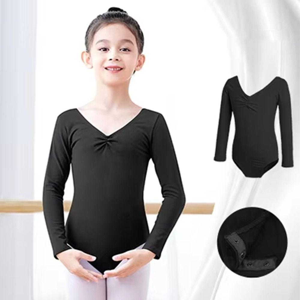 Fashion Long Sleeve Girls Ballet Leotard Cotton Elastic Dance Bodysuit Professional Body Shaping Gymnastic Leotard Girls