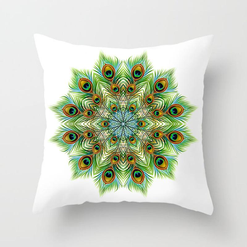 New Chinese Style Classical Peacock Feather Pattern Pillowcase Car Bedroom Living Room Cushion New Chinese Style