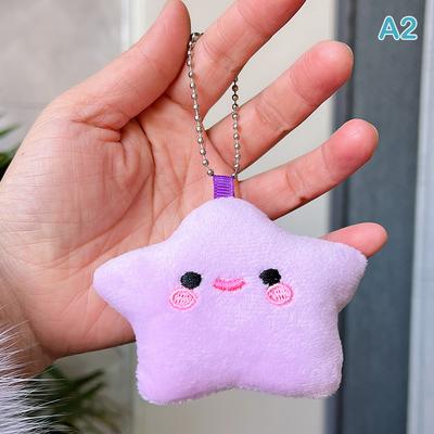 Plush Star Keychains Cute Smiling Star Keyrings Girls Sweet Car Keychains Star Doll Keychains Car Keys