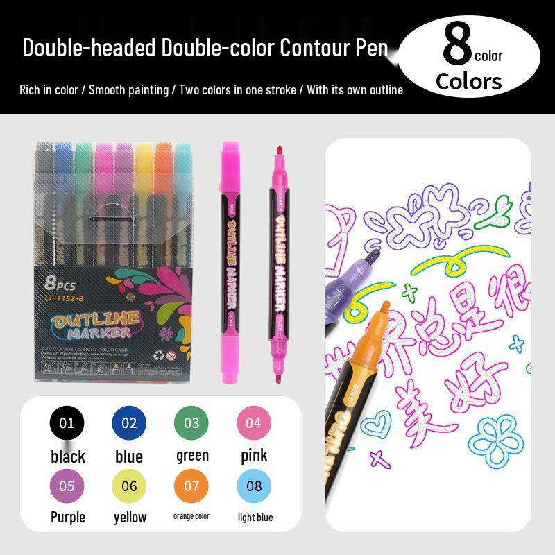 

Dual-Tip Glitter Contour Pens – Gold & Silver for Students