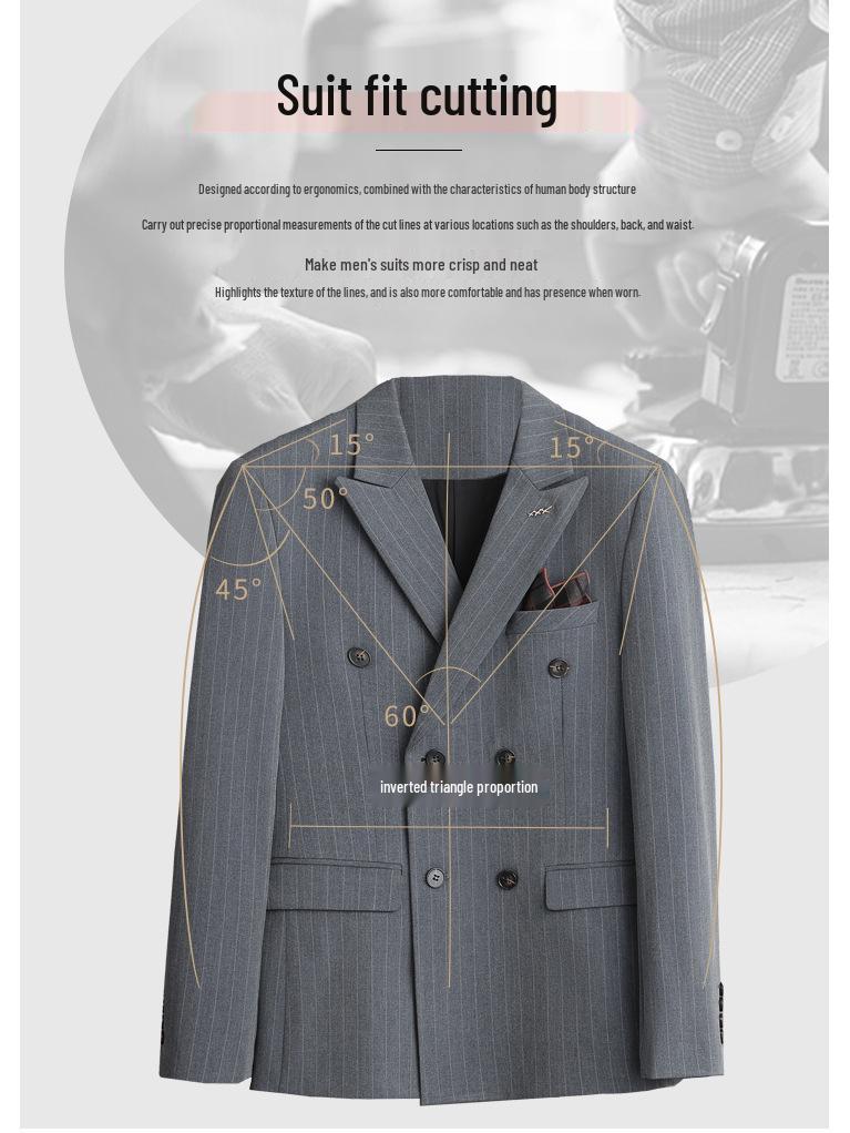 Herren Plus Size Slim Fit Gestreiftes Business Smoking Anzug Set SJT9962-P285