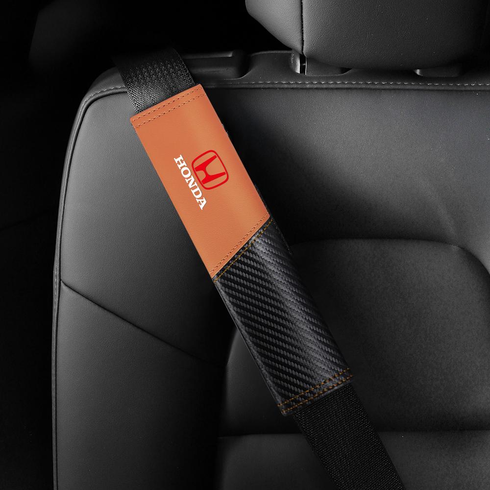 BDN3 2pcs 3D Car Carbon Fiber Seat Belt Protector Cover Pads Decoration Accessories For Honda Civic 10th 11th Gen Hrv Jazz Fit Accord