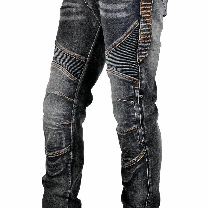 Men's Vintage Kevlar Motorcycle Jeans - Elastic, Fall-Resistant Riding Pants